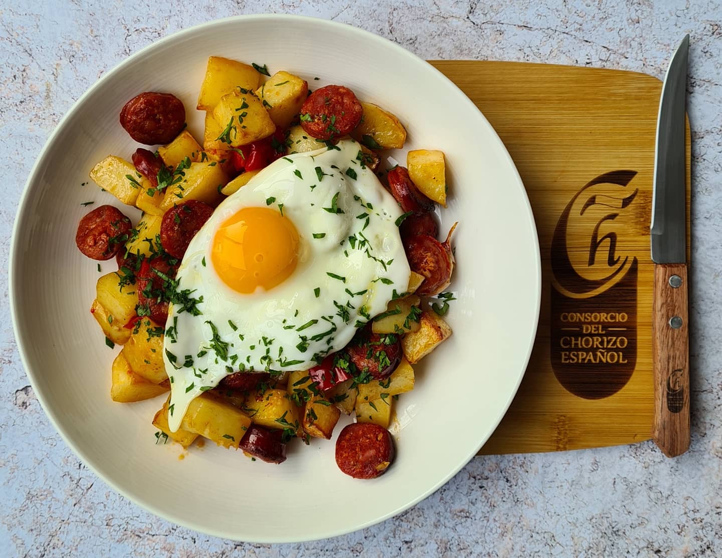 Spanish Eggs with Chorizo - At Dad's Table