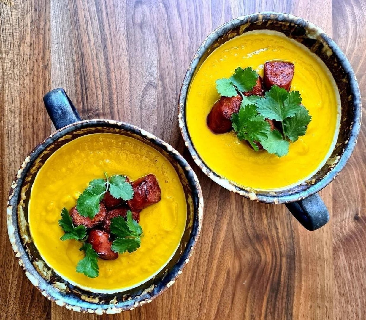 Carrot, Cumin and Coriander Soup with Chunky Chorizo At Dad's Table
